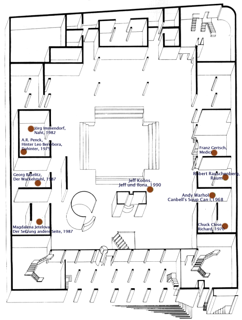 Bild des Innenraums mit Kunstwerken